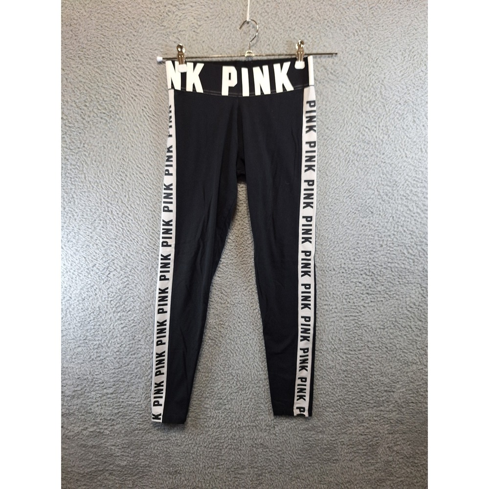 Victoria Secret Pink‎ Yoga Leggings Womens Small (Fits W26xL27) Logo Side Stripe